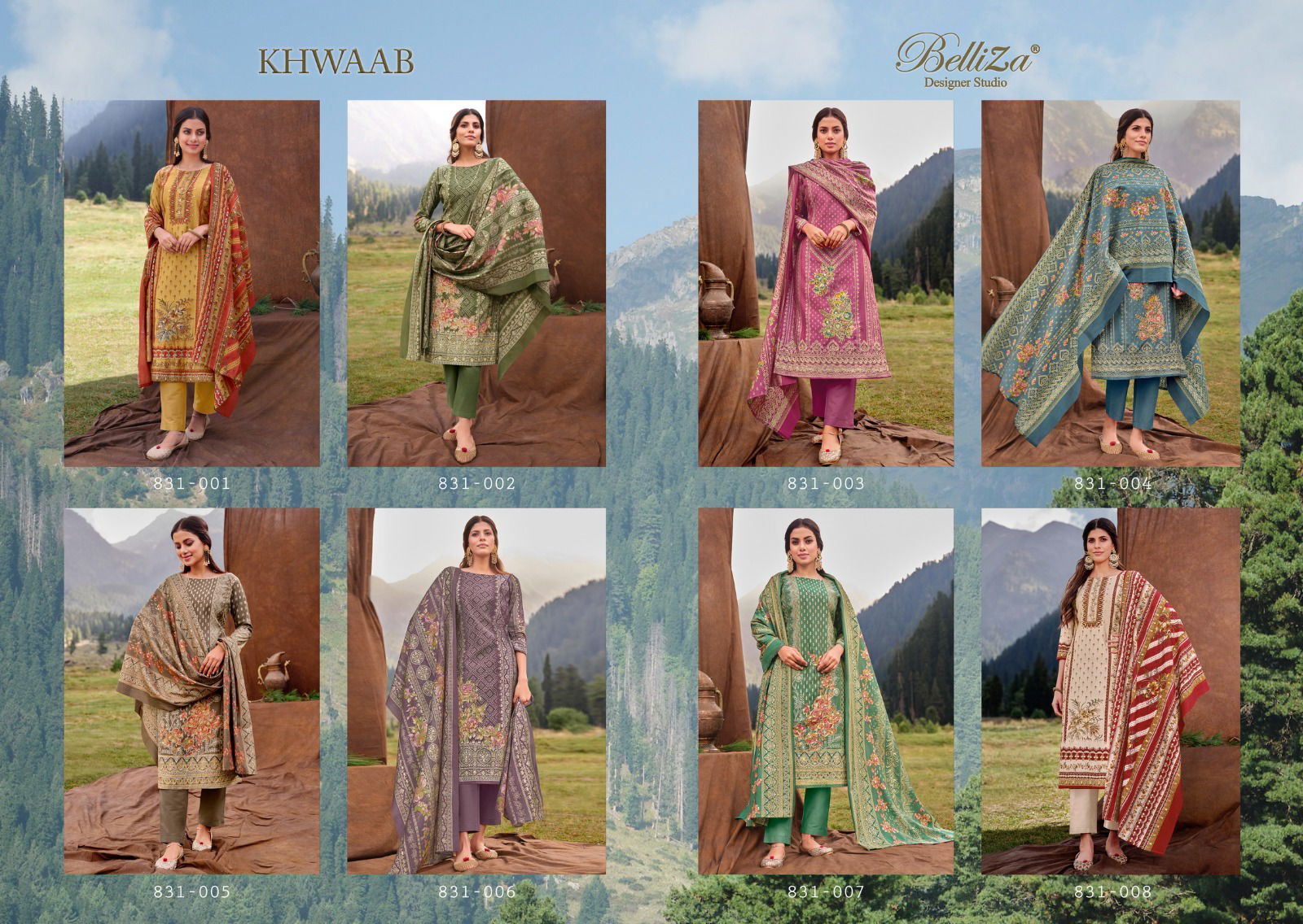 Khwaab By Belliza Viscose Muslin Designer Pakistani Suit Catalog